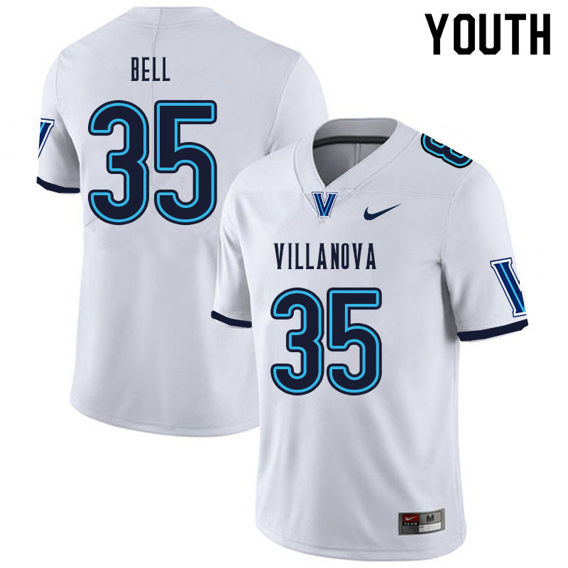 Youth #35 Brendan Bell Villanova Wildcats College Football Jerseys Sale-White - Click Image to Close